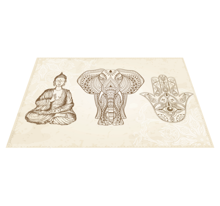 Buddha hamsa håndsymbol etnisk tæppe - TenStickers