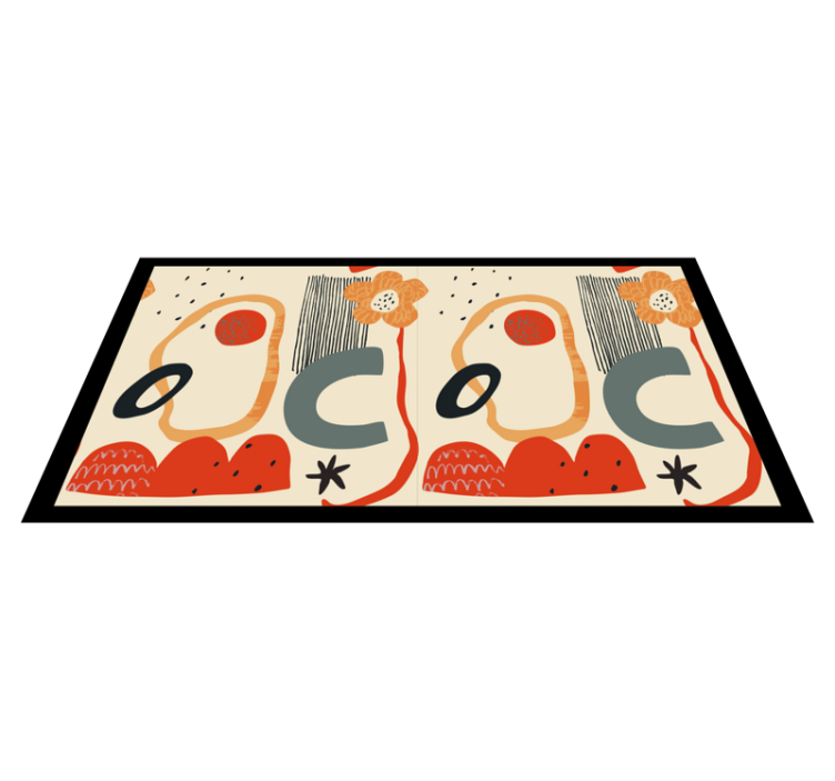 Rød og orange collage abstraktion moderne tæppe - TenStickers