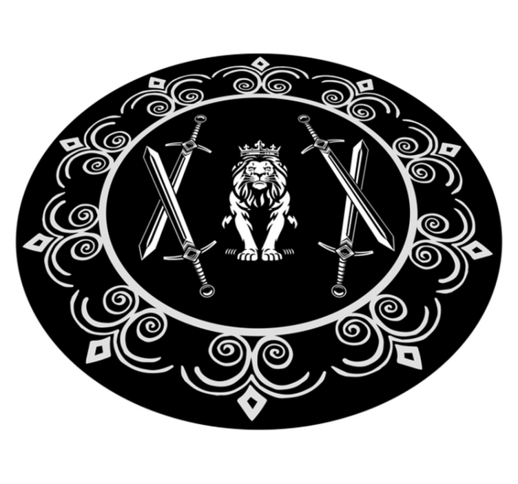 Majestætisk løve-emblem rundt vinyltæppe - TenStickers