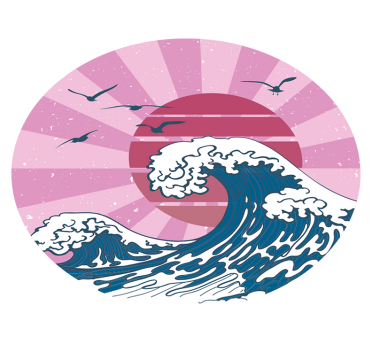 Kanagawa lyserød bølge geometriske vinyl tæppe - TenStickers