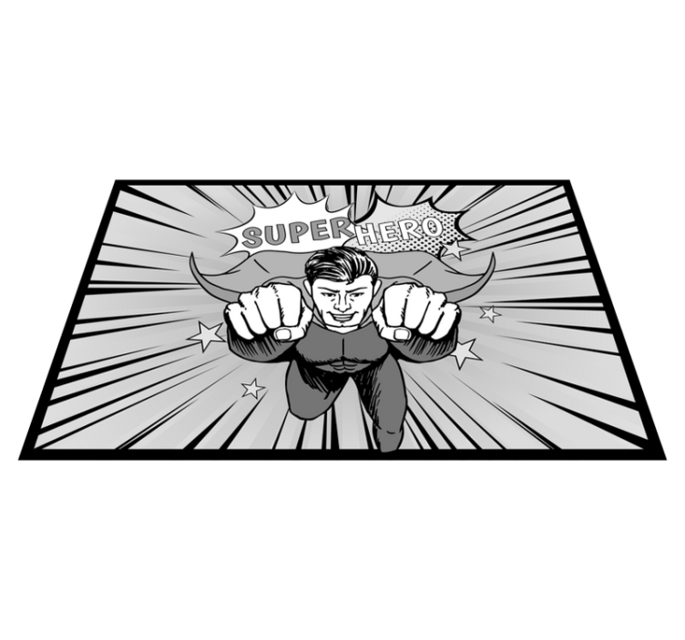 Dynamisk superheltegrafik tæppe til børneværelse - TenStickers