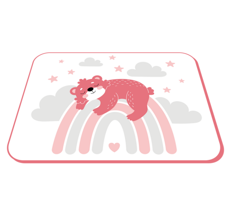 Søvnig bjørn regnbue vinyltæpper til babyværelse - TenStickers