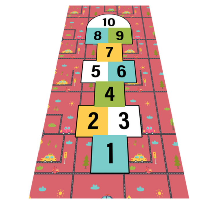 Hopscotch spilletid vinyl tæppe med spil - TenStickers