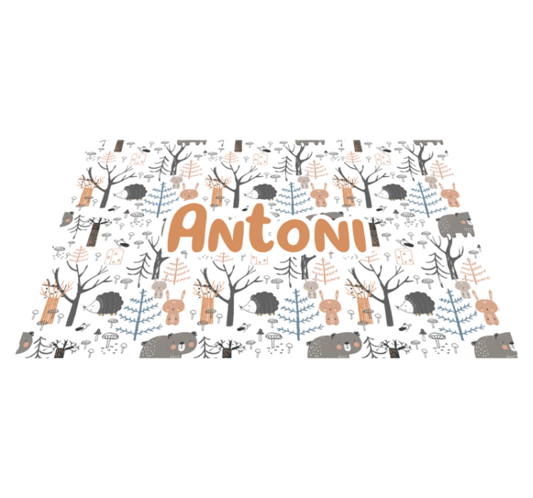 Skandinavisk skov med dyr børn vinyl tæppe - TenStickers