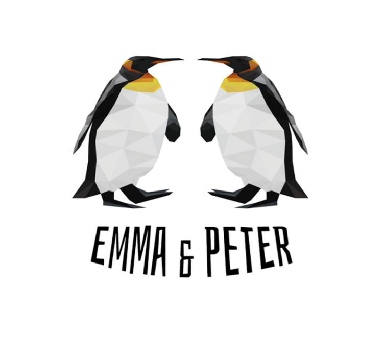 Geometriske pingviner vinyl tæppe med navn - TenStickers