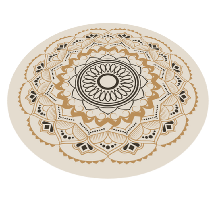 Beige mandala rundt design vinyl tæppe - TenStickers