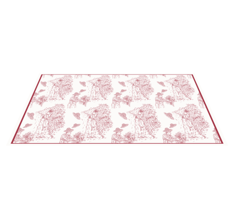 Pastoral scene toile pattern vintage vinyl tæppe - TenStickers
