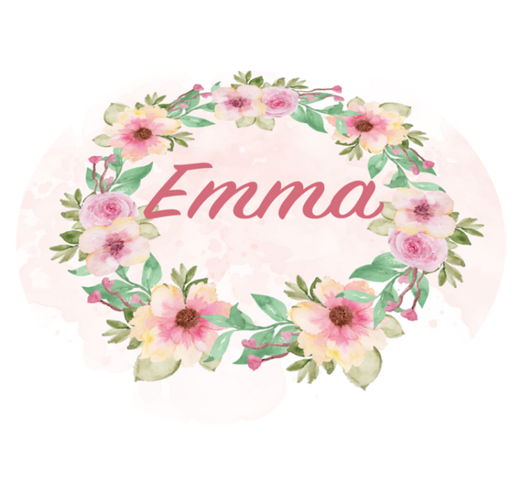 Krone af blomster vinyl tæppe med navn - TenStickers