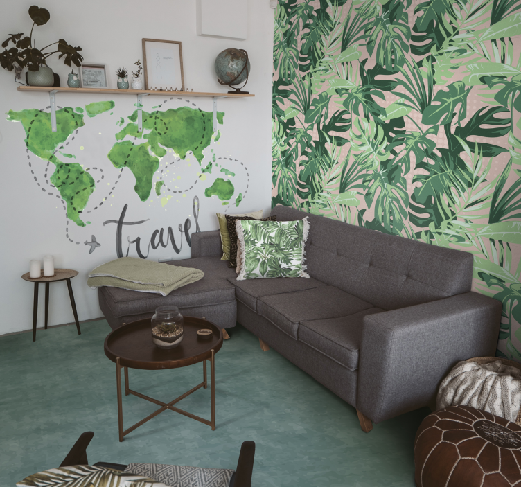 Afdæmpet blågrøn nuance marmor vinyl tæppe - TenStickers