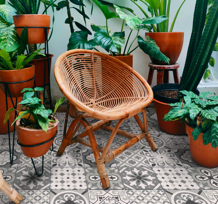 Hidraulisk flise effekt grå farver fliser tæppe - TenStickers