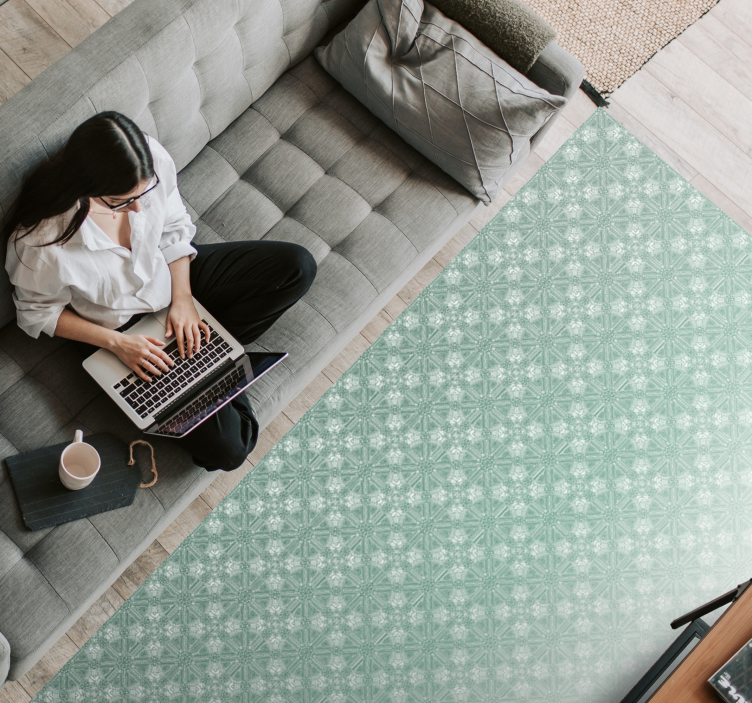 Mintgrønne mønstre vinyltæppe til soveværelse - TenStickers