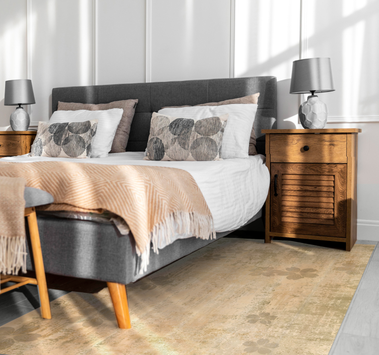 Diskret blomsteragtig elegance vinyl tæppe til stuen - TenStickers