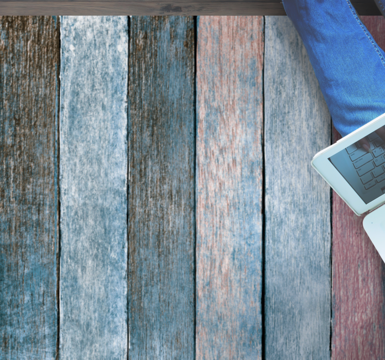Rustikke farverige træplanker tekstur tæppe - TenStickers