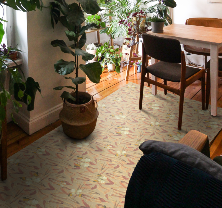 Blomstermønstret ensemble vinyl tæppe til stuen - TenStickers