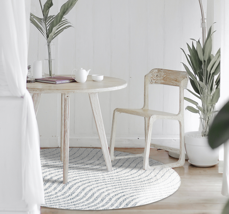 Hvidt bølgemønstret vinyl tæppe - TenStickers