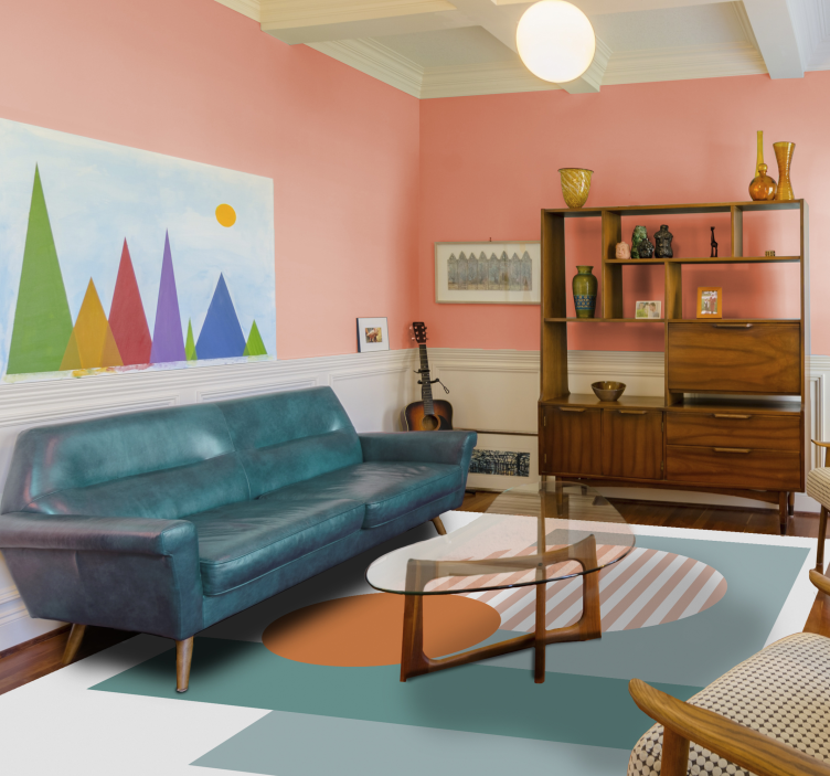 Solrige geometriske cirkler moderne vinyl tæppe - TenStickers