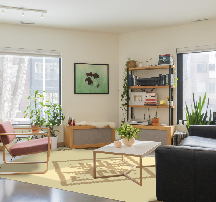 Elegant geometrisk kontrast vinyl tæppe til stuen - TenStickers