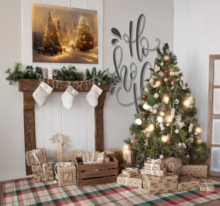 Jul skotskternet vinyl tæppe - TenStickers