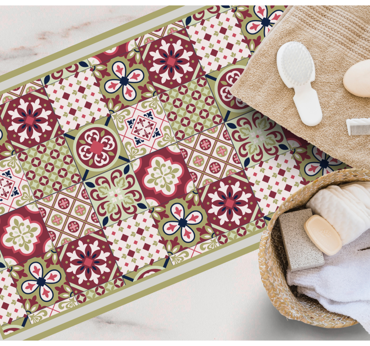 Farverige mønstrede motiver vinyl tæppe til badeværelset - TenStickers