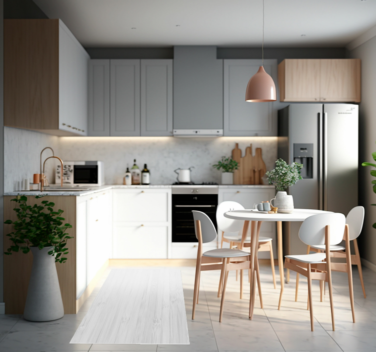 Hvidt træ køkken vinyl tæppe - TenStickers