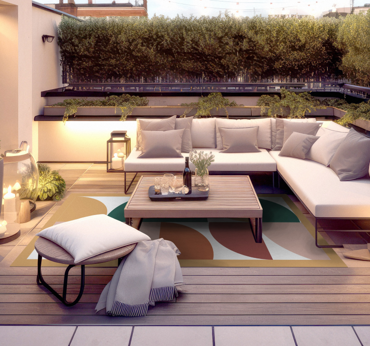 Kantede abstrakte segmenter moderne vinyl tæppe - TenStickers