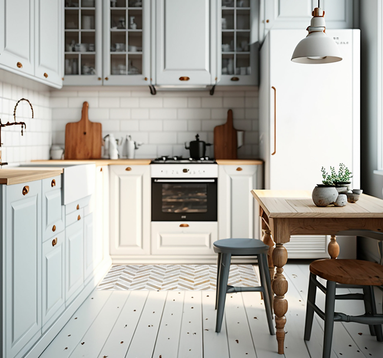 Hvid mat marmor køkken sten gulvfliser - TenStickers