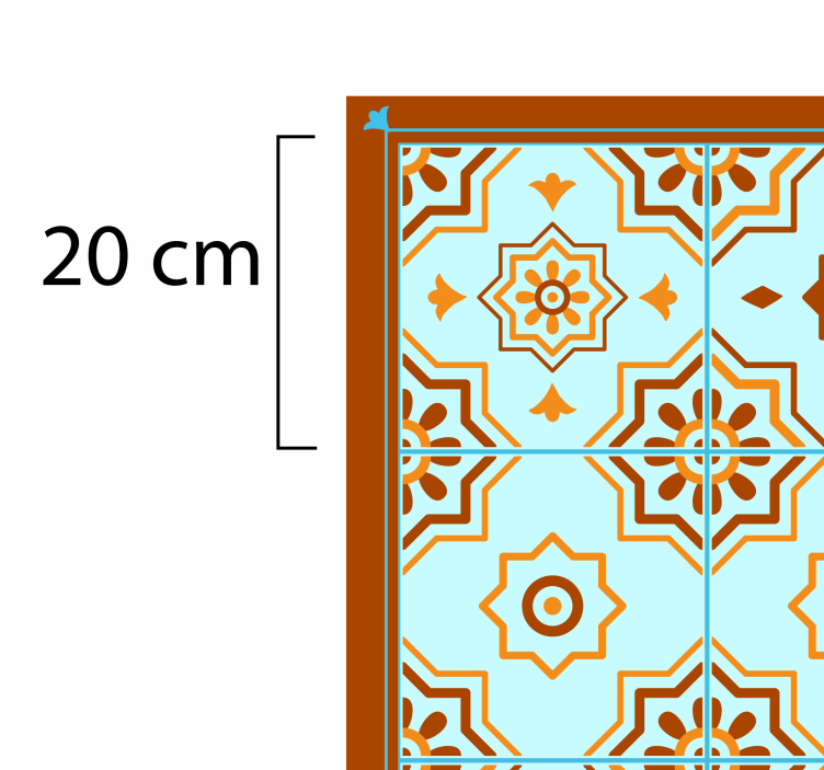 Orange og blå mosaikfliser vinyltæppe - TenStickers