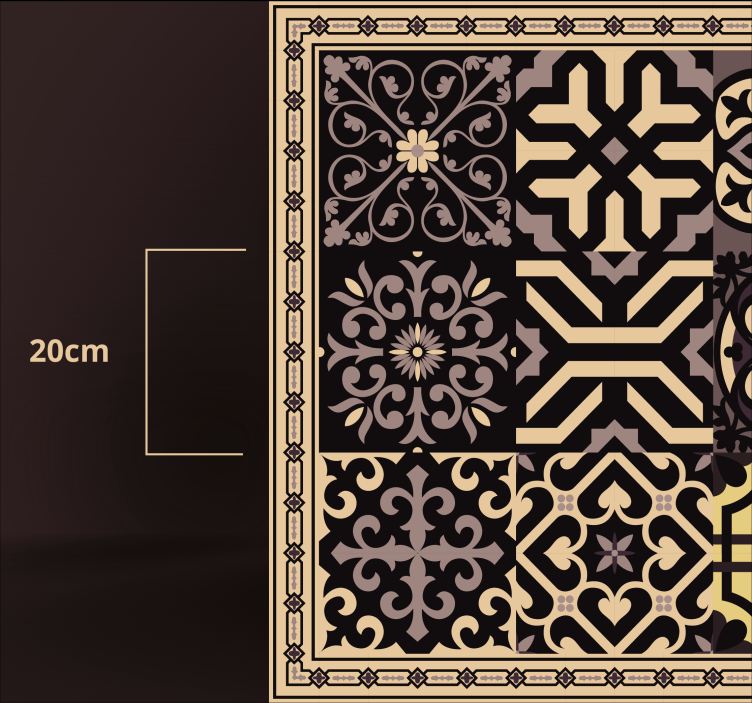 Sort cement haler fliser tæppe - TenStickers