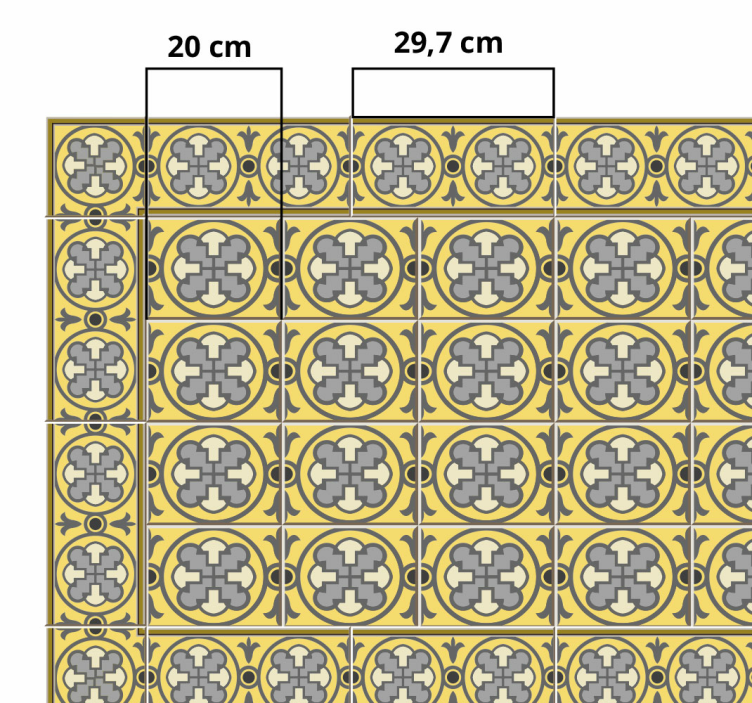 Vinyl tæppe køkken gråtoner og gule - TenStickers