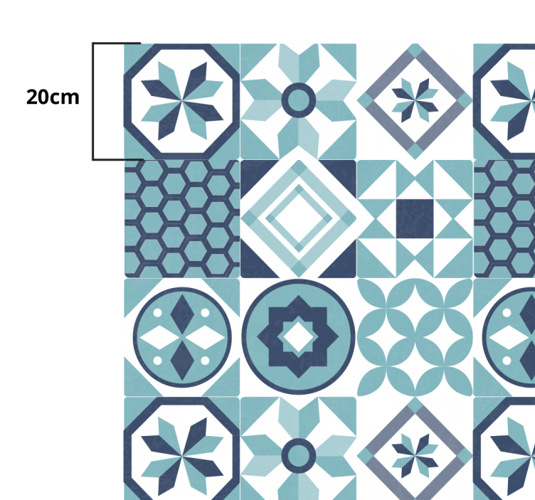 Mørkeblå ornamenter fliser tæppe - TenStickers