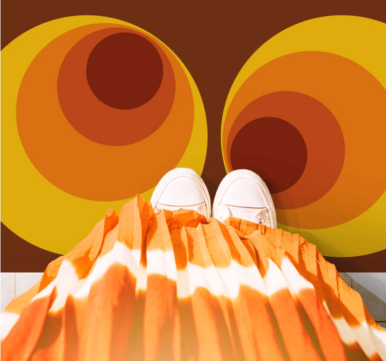 70'er cirkulære orange mønstre vintage tæppe - TenStickers