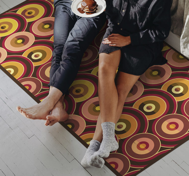 70'erne pop gamle cirkelmønstre vintage tæppe - TenStickers