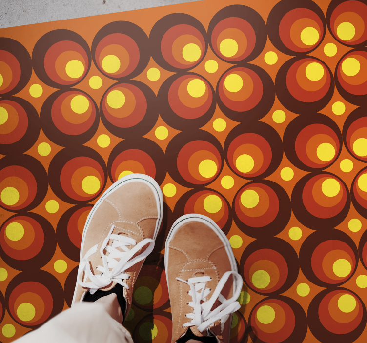 70'erne pop gule cirkler vintage tæppe - TenStickers