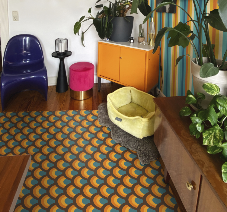 70'erne regnbue bølger vintage vinyl tæppe - TenStickers