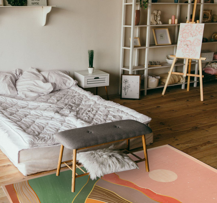 Abstrakt bjerglandskab moderne vinyl tæppe - TenStickers