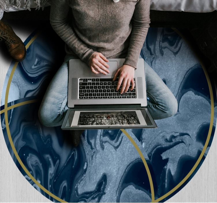 Abstrakt marmoreret rundt design tekstur vinyl tæppe - TenStickers