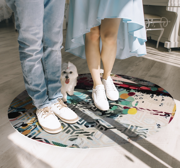 Abstrakt stænkmotiv vinyl tæppe til stuen - TenStickers