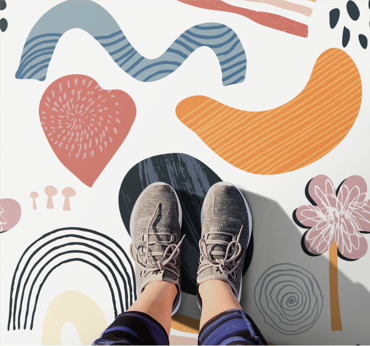 Abstrakte former ensemble moderne vinyl tæppe - TenStickers