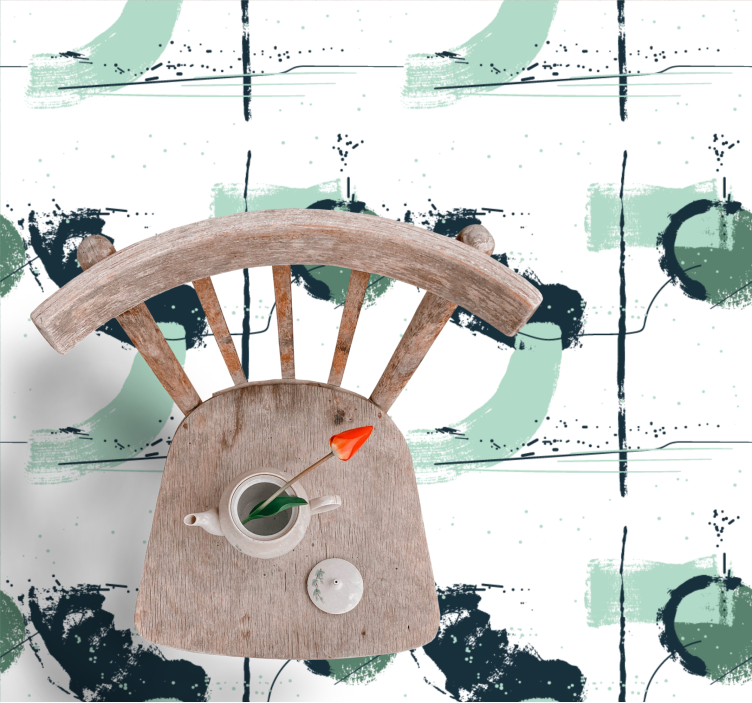 Abstrakte grønne streger minimalistiske vinyl tæppe - TenStickers