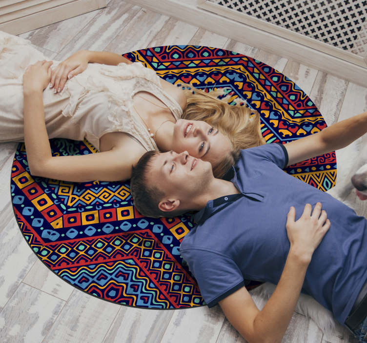 Afrundet mønster etnisk vinyl tæppe - TenStickers