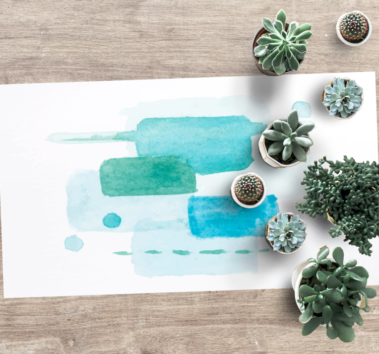 Akvatiske farveblokke vinyl tæppe til stuen - TenStickers