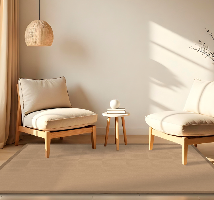 Almindeligt jute-look vinyl tæppe til spisestue - TenStickers