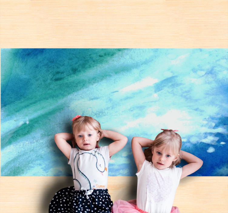 Aqua abstrakt flow tekstur vinyl tæppe - TenStickers