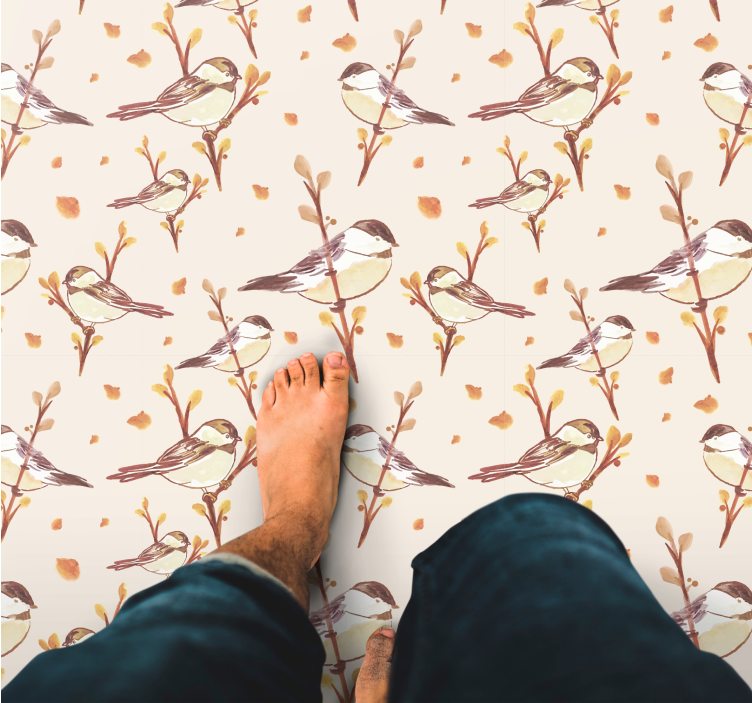 Aquarella fugle på grene børn vinyl tæppe - TenStickers