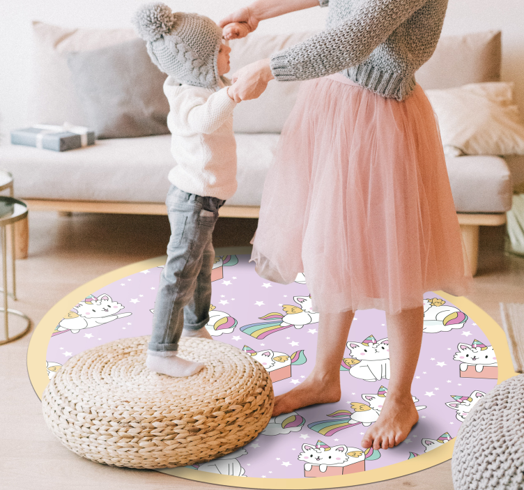 Baby kat enhjørning vinyl tæppe - TenStickers