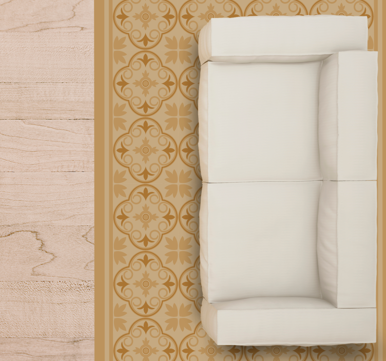 Beige vintage blomstermønster flise tæppe - TenStickers