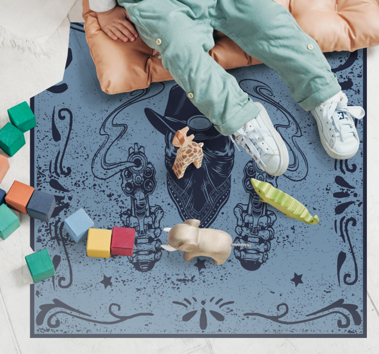 Billeder af cowboydueller vinyl tæppe med spil - TenStickers