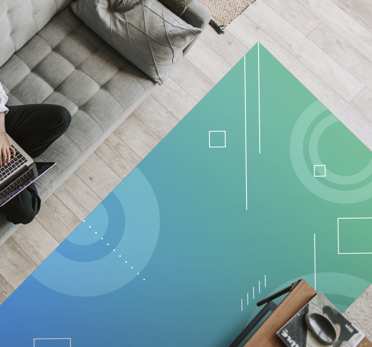 Blå abstrakt geometrisk print moderne tæppe - TenStickers