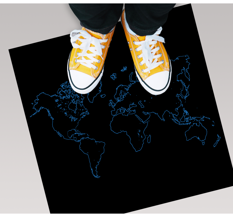 Blå kontur på sort køkken gulvtæppe - TenStickers