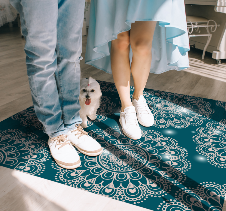 Blå magisk mønster mandala vinyl tæppe - TenStickers